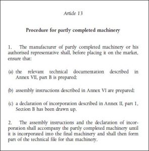 Partly Completed Machinery Directive - Declaration of Conformity | F2 ...