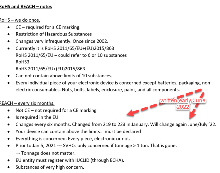 RoHS and REACH notes, black text on white background