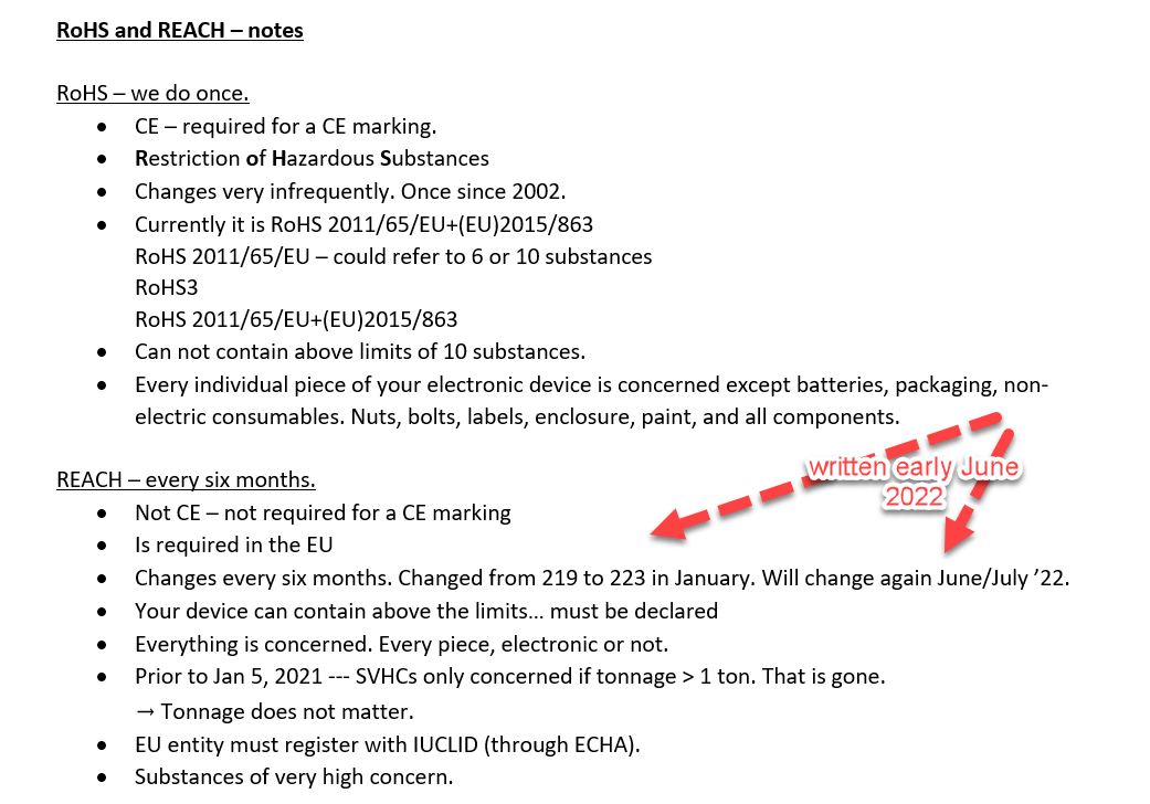 RoHS and REACH notes, black text on white background