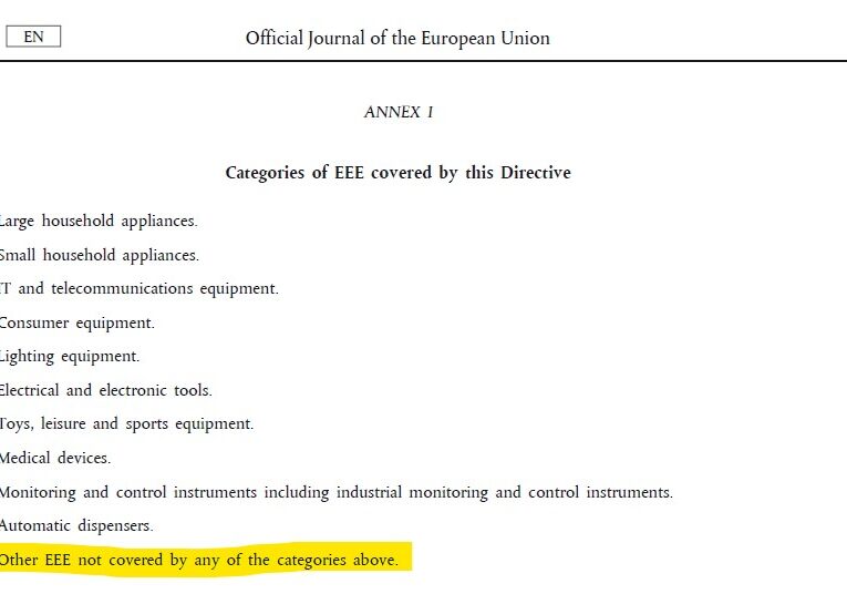 Categories of EEE covered by this Directive text