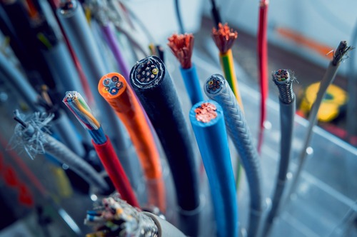 Various wires cross sectioned to see the insides